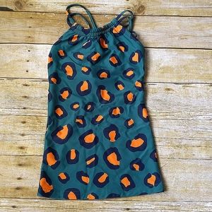 Lime Ricki Jade Green Leopard Print Double Cinch Tankini Top Size XXS New!